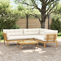 vidaXL 4 Stycke Trädgårdspallsofaenheter Massivt Akaciaträ Ljusbrun