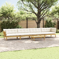 vidaXL 5 Stycke Trädgårdspallsofaenheter Massivt Akaciaträ Ljusbrun