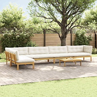 vidaXL 6 Stycke Trädgårdspallsofaenheter Massivt Akaciaträ Ljusbrun