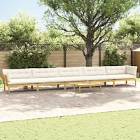 vidaXL 6 Stycke Trädgårdspallsofaenheter Massivt Akaciaträ Ljusbrun