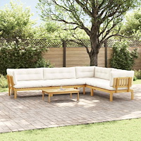 vidaXL 5 Stycke Trädgårdspallsofaenheter Massivt Akaciaträ Ljusbrun