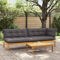 vidaXL 3 Stycke Trädgårdspallsofaenheter Massivt Akaciaträ Naturfärg