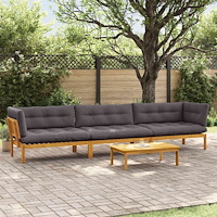 vidaXL 4 Stycke Trädgårdspallsofaenheter Massivt Akaciaträ Naturfärg