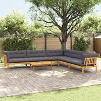 vidaXL 6 Stycke Trädgårdspallsofaenheter Massivt Akaciaträ Naturfärg