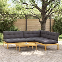 vidaXL 4 Stycke Trädgårdspallsofaenheter Massivt Akaciaträ Ljusbrun