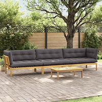 vidaXL 4 Stycke Trädgårdspallsofaenheter Massivt Akaciaträ Ljusbrun