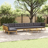 vidaXL 6 Stycke Trädgårdspallsofaenheter Massivt Akaciaträ Ljusbrun