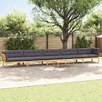 vidaXL 6 Stycke Trädgårdspallsofaenheter Massivt Akaciaträ Ljusbrun