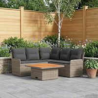 vidaXL Möbelset med kudde 4 pcs Grå och mörkgrå PE Rattan