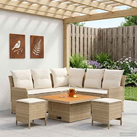 vidaXL Möbelset med kudde 6 pcs Beige och gräddfärgad PE Rattan