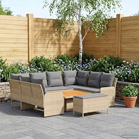 vidaXL Möbelset med kudde 7 pcs Beige och Ljusgrå PE Rattan