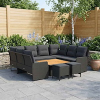 vidaXL Möbelset med kudde 8 pcs Svart PE Rattan