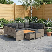 vidaXL Möbelset med kudde 8 pcs Grå och mörkgrå PE Rattan