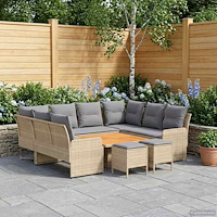 vidaXL Möbelset med kudde 8 pcs Beige och Ljusgrå PE Rattan