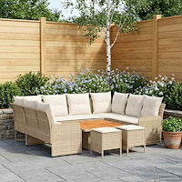 vidaXL Möbelset med kudde 8 pcs Beige och gräddfärgad PE Rattan