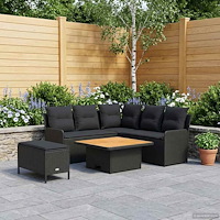 vidaXL Möbelset med kudde 5 pcs Svart PE Rattan