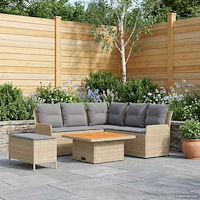 vidaXL Möbelset med kudde 5 pcs Beige och Ljusgrå PE Rattan