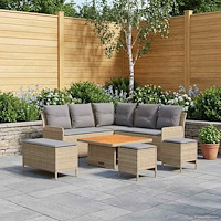 vidaXL Möbelset med kudde 7 pcs Beige och Ljusgrå PE Rattan