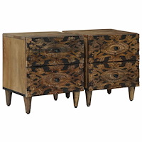 vidaXL Nattduksbord 2 pcs Brun 40 x 33,5 x 46 cm Massivt mangoträ