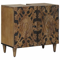 vidaXL Badrumsskåp med handfat Brun 62 x 33 x 58 cm Massivt mangoträ