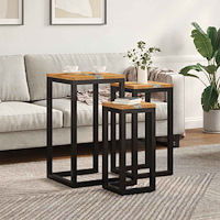 vidaXL Nestingbord 3 pcs Brun Massivt teakträ