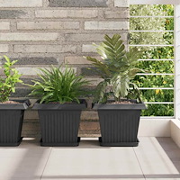 vidaXL Fyrkantig Blomkruka 6 pcs Svart 21 x 21 x 2 cm Plast