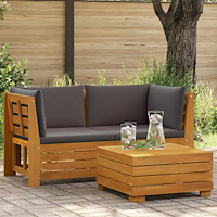 vidaXL 2 Stycke Trädgård loungemöbler Massivt Akaciaträ Brun