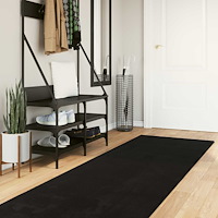 vidaXL Mellanhög mjuk och tvättbar matta HUARTE Svart 400 x 80 cm