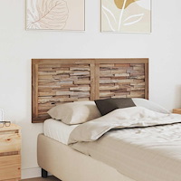 vidaXL Huvudgavel Väggmonterad Naturfärg 120 cm Massivt teakträ