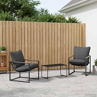 vidaXL Trädgårdsoffset 3 pcs Svart och Anthracit Stål