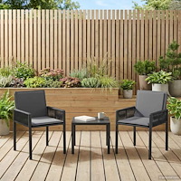 vidaXL Trädgårdsstolar med kudde 6 pcs Svart och Mörkgrå konstrotting