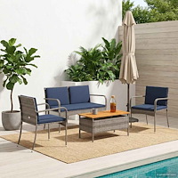 vidaXL Trädgårdset med kudde stål