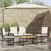 vidaXL Utemöbelset med kudde 4 pcs Svart och krämvit konstrotting