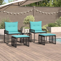 vidaXL Utemöbelset med kudde 11 pcs Svart och turkos konstrotting