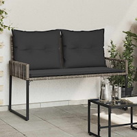 vidaXL Utomhusbänk med kudde 4 pcs Grå och mörkgrå konstrotting