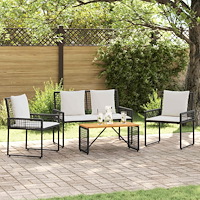 vidaXL Utemöbelset med kudde 4 pcs Svart och krämvit