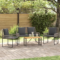 vidaXL Utemöbelset med kudde stål