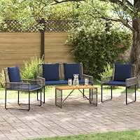 vidaXL Utemöbelset med kudde stål