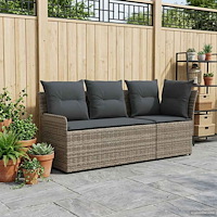 vidaXL Trädgårds armsoffa med hörnsoffa 2 Stycke Grå och mörkgrå