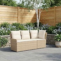 vidaXL Trädgårds armsoffa med hörnsoffa 2 Stycke Beige och gräddfärgad