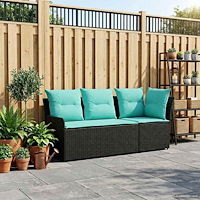 vidaXL Trädgårds armsoffa med hörnsoffa 2 Stycke Svart och turkos