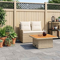 vidaXL Trädgårdsarmsoffa med lyftbord 2 Stycke Beige och gräddfärgad