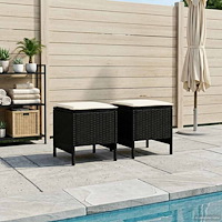 vidaXL Trädgårdspall 2 Stycke Svart och kräm 38 x 38 x 45 cm PE Rattan