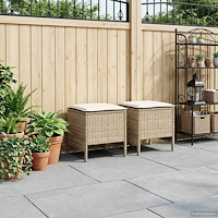 vidaXL Trädgårdspall 2 Stycke Beige och gräddfärgad 38 x 38 x 45 cm