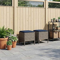 vidaXL Trädgårdspall 2 Stycke Grå och Marinblå 38 x 38 x 45 cm