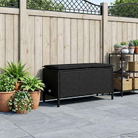 vidaXL Trädgårdspall med kudde Svart 80 x 38 x 45 cm PE Rattan