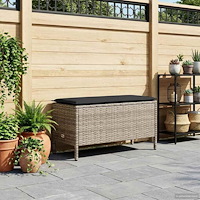 vidaXL Trädgårdspall Grå och mörkgrå 80 x 38 x 45 cm PE Rattan