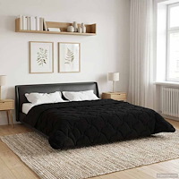 vidaXL Sommar Duvet Svart 200 x 240 cm Mikrofiber och Teddyfleece
