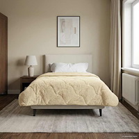 vidaXL Full Års-Duvet Kräm 140 x 220 cm Mikrofiber och Teddyfleece