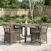 vidaXL Utomhusstol med kudde 4 pcs Grå och mörkgrå konstrotting